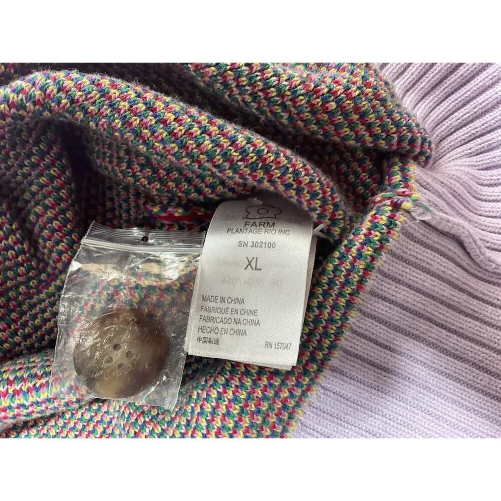 Farm Rio Leopard Pop Cardigan Size XL Colorful Cotton Oversized Bohemian - Picture 10 of 12